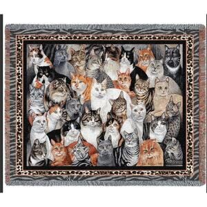 Purrfect Cats Blanket by Elena Vladykina 72" x 54" Tapestry Throw NEW